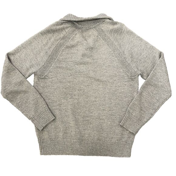 Banana Republic Mens L Merino Wool Blend Sweater Grey 1/4 Mock Neck Preppy Snaps - Picture 2 of 11